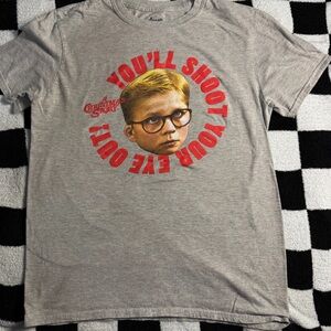 A Christmas Story Men's Medium Graphic T-Shirt Gray You'll Shoot Your Eye Out